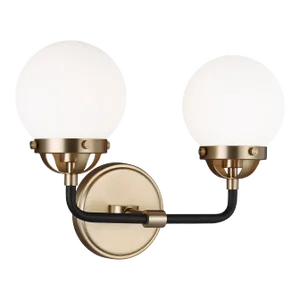 Ian Fowler By Visual Comfort Studio Cafe 2-Light Bath Vanity Sconce in Satin Brass
