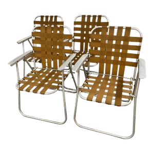 Vintage Aluminum Strap Folding Chairs - Set of 4
