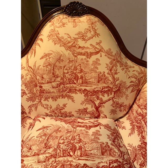 Chinese Vintage French Style Settee Arm Chair For Sale - Image 3 of 8