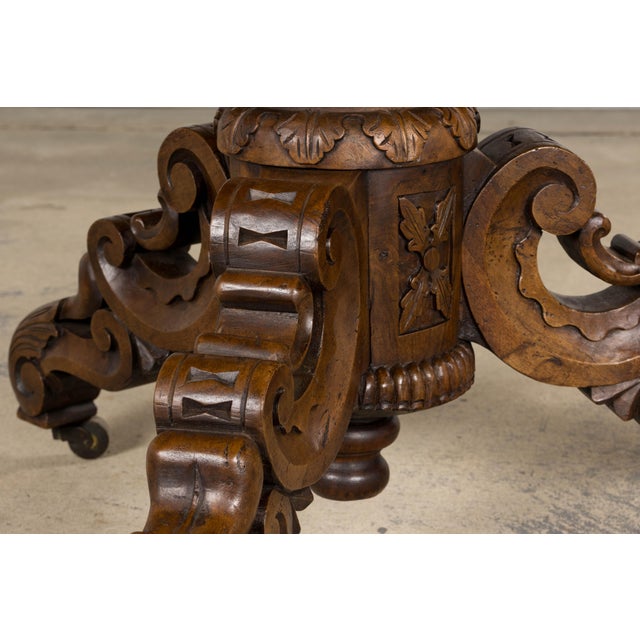 19th Century French Renaissance Revival Pedestal Center Table For Sale - Image 10 of 16
