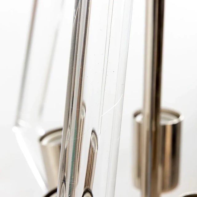 Lucite and Chrome Chandelier For Sale - Image 4 of 7