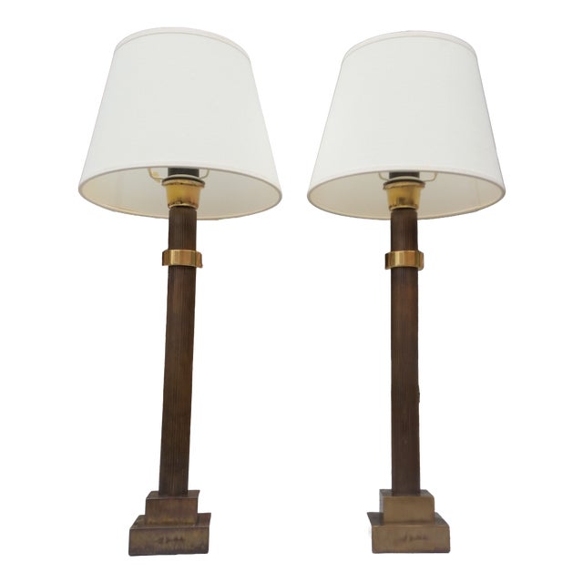 Vintage Bronze Table Lamps by Jean Charles, 1970s, Set of 2 For Sale
