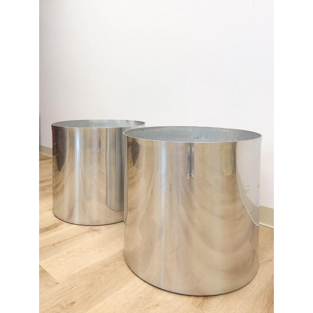 Mid-Century Modern Vintage Round Chrome Oversized Planter Pair MCM Mid-Century Modern Chic For Sale - Image 3 of 15