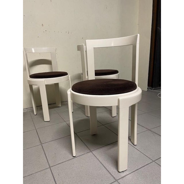 Lacquered Wood and Fabric Chairs, 1970s, Set of 4 For Sale - Image 4 of 16