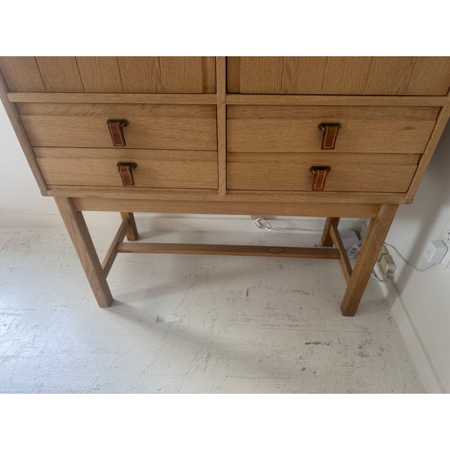 Kurt Ostervig Oak Cabinet With Leather Pulls For Sale In New York - Image 6 of 18