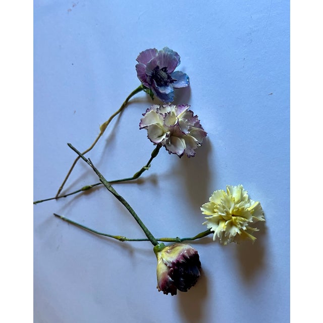 Antique Early 20th Century French Tromp l'Oeil Bouquet of Faux Porcelain Flowers For Sale - Image 9 of 14