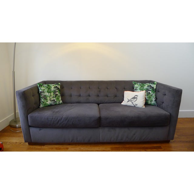 West Elm Performance Velvet Shadow Rochester Sofa Chairish