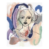 Emmaline - Muted Color Figurative Abstract Feminine Portrait Painting on Canvas Original Artwork by Erin Hammond For Sale