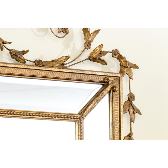Stunning 58” Friedman Brothers Louis XVI Giltwood Wall Mirror With Urn and Floral Crest For Sale In Portland, ME - Image 6 of 13