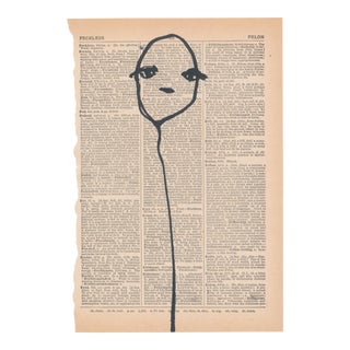 "Page 277 - Feckless to Felon" Contemporary Pen and Ink Drawing on Vintage Paper For Sale