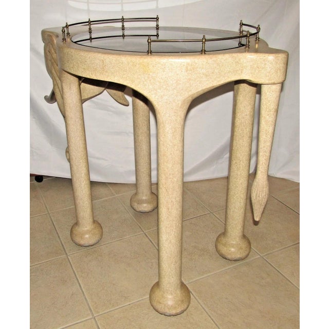 Hand Carved Wood Elephant Rolling Bar Cart Table by Marge Carson Circa 1990s For Sale - Image 10 of 18