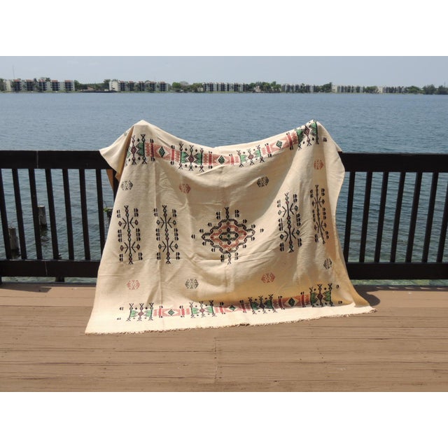 Textile Vintage Turkish Orange and Green Woven Wall Hanging For Sale - Image 7 of 10