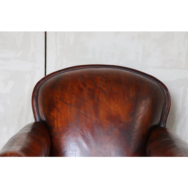 Vintage Leather Club Chair With Ottoman, Circa 1980s For Sale - Image 14 of 18