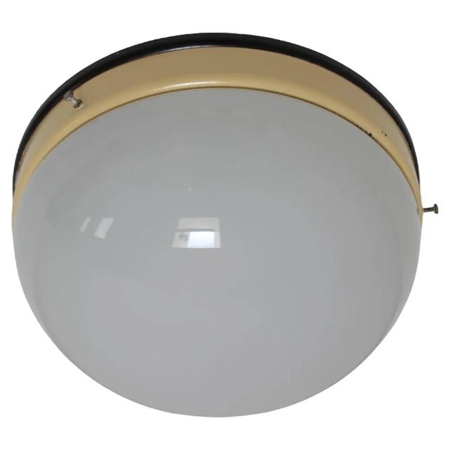 Mid-Century Glass Ceiling Lamp, Flush Mount or Wall Lamp, 1960s For Sale