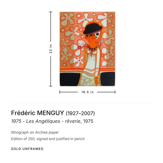Post Impressionist Frédéric Menguy 1975 - Les Angéliques - Rêverie Signed Lithograph For Sale - Image 3 of 3
