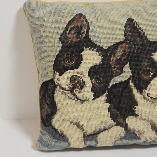 Capture the spirited charm of the "American Gentleman" with this beautiful vintage needlepoint pillow. Hand-stitched with...