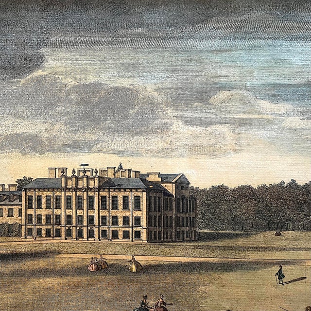 Kensington Palace South View Early 19th Century Hand-Colored Engraving by Tinney For Sale - Image 4 of 13