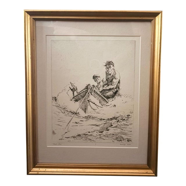 George Gale Signed Original Maritime Etching “Haul Line” Framed, Circa 1930s For Sale