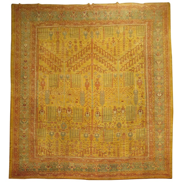 Garden of Paradise Willow Tree Antique Oushak 20th Century Oversize Rug - 13'2" x 17'3" For Sale - Image 15 of 18