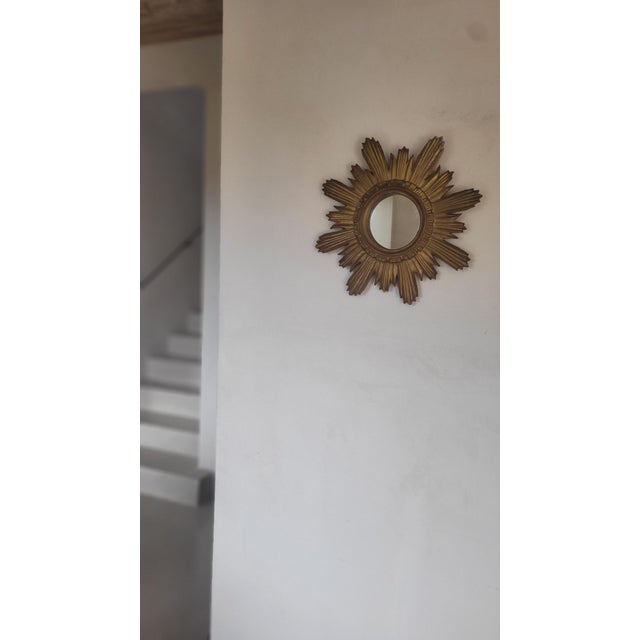 Italian Gilt Sunburst Mirror, 1940s For Sale - Image 4 of 11