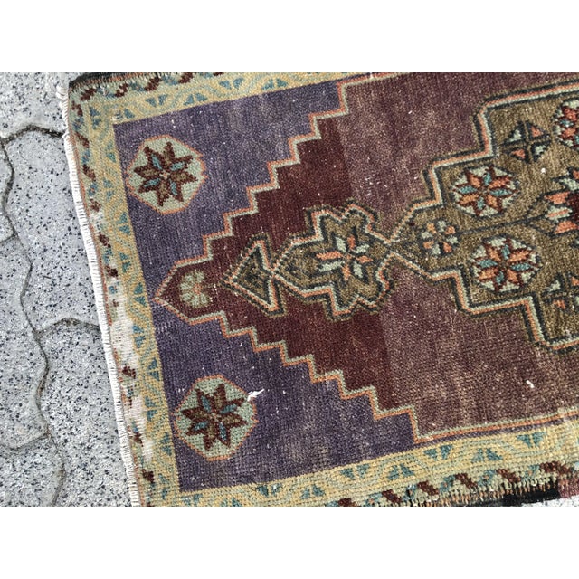 1960s Bohemian Handmade Vintage Wool Rug For Sale - Image 5 of 6