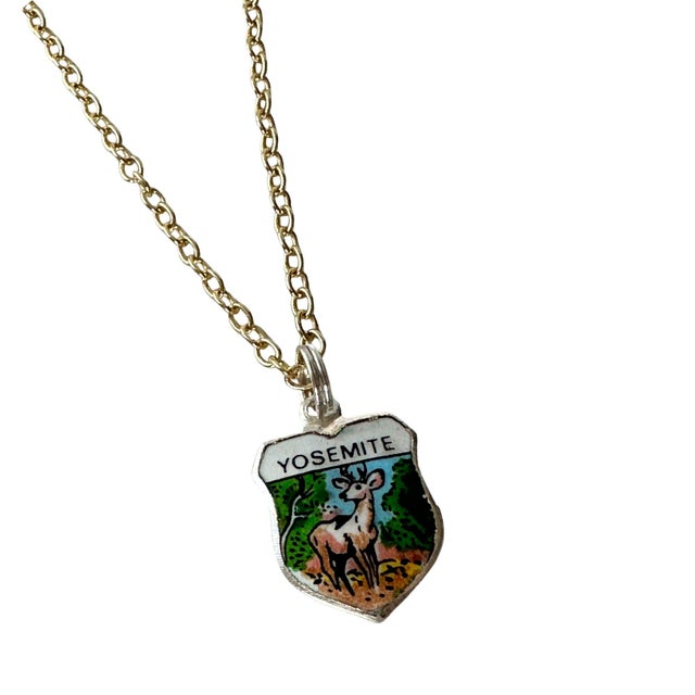 Mid-Century Modern Mid 20th Century California Yosemite Fritz Reu Sterling Silver Enamel Vintage Charm on New 18 Inch Gold Filled Necklace For Sale - Image 3 of 5