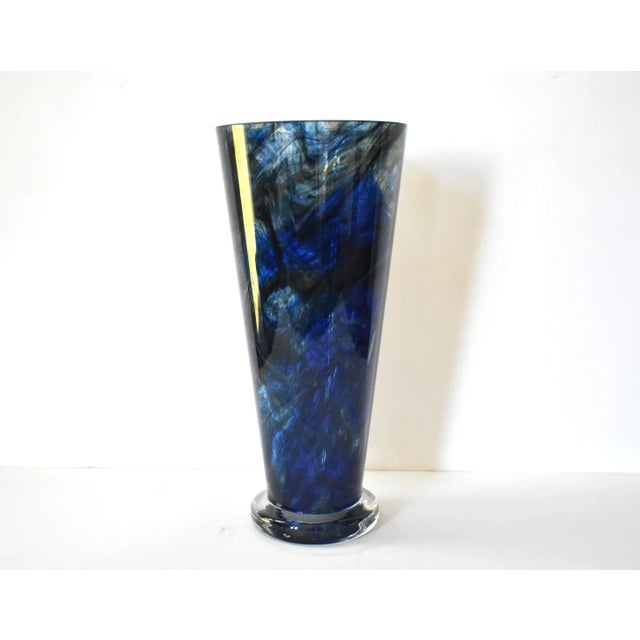 Mid-Century Modern Large Cobalt Blue Blown Glass Vase For Sale - Image 3 of 11