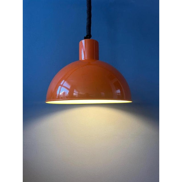Orange Enamel Pendant Lamp by Joe Hammerborg for Fog & Morup For Sale - Image 4 of 13