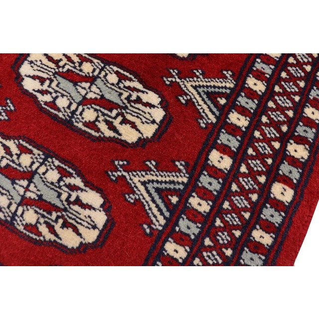 1980s Shabby Chic Bokhara Maroon/Beige Wool Rug (2'1'' X 3'1'') For Sale In New York - Image 6 of 12