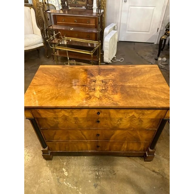 Antique Biedermeier Flame Mahogany and Ebonized Commode For Sale In Dallas - Image 6 of 9
