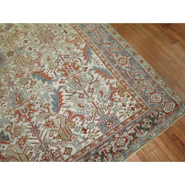 White Early 20th Century White Persian Heriz Rug - 9' x 10'9" For Sale - Image 8 of 9