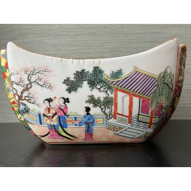 Vintage Chinese Famille Rose Square Bowl With Rose Medallion Motifs and Figural Scenes For Sale - Image 4 of 10