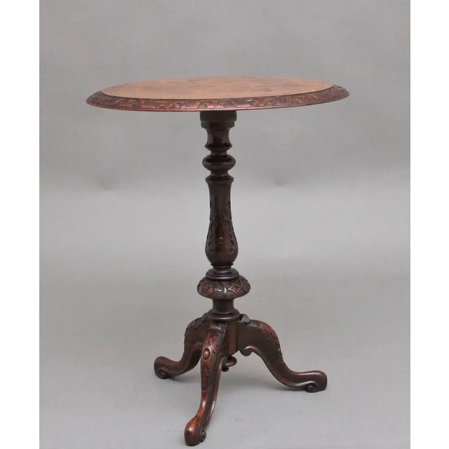 Brown 19th Century Walnut Occasional Table, 1870s For Sale - Image 8 of 9