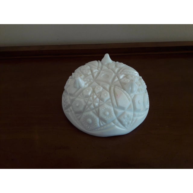 Mid-Century Modern Vintage Mid Century Fentec Pattern Jeannette Glass Co Milk Glass Footed Bowl For Sale - Image 3 of 5