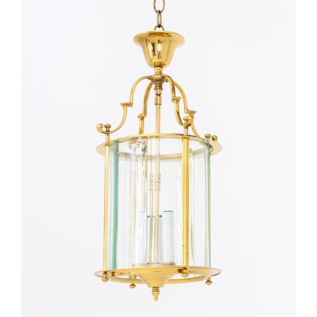 Late 20th Century Modern Brass and Glass Lantern Pendant Lamp For Sale - Image 5 of 6