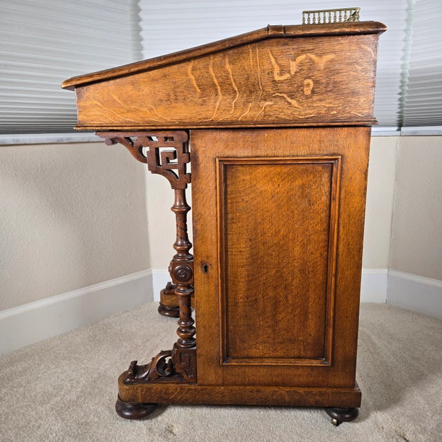 Victorian Leather Top Davenport Desk For Sale - Image 9 of 16