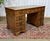 Vintage English Flat Desk with Drawers in Yew Wood with Leather Top, 1970s For Sale - Image 9 of 15