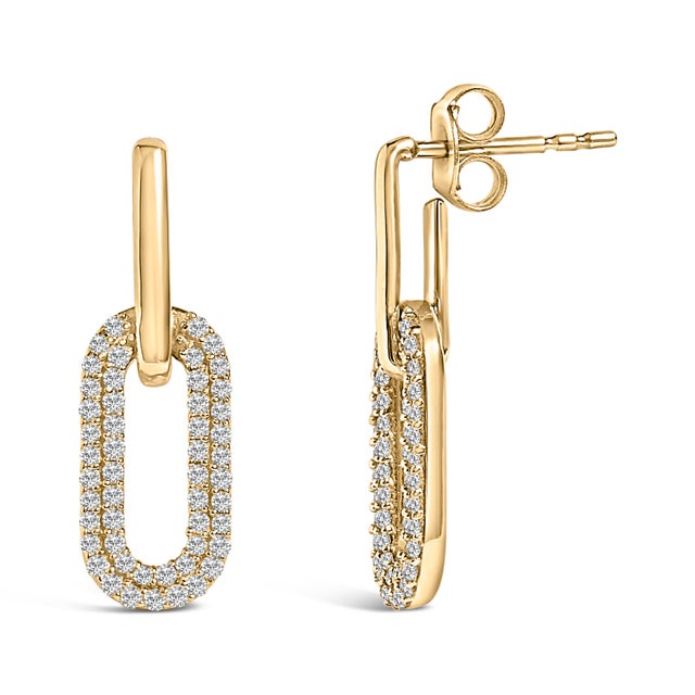Drape your ears in the scintillating allure of 10K yellow gold and pristine lab-grown diamonds with these elegant dangling...