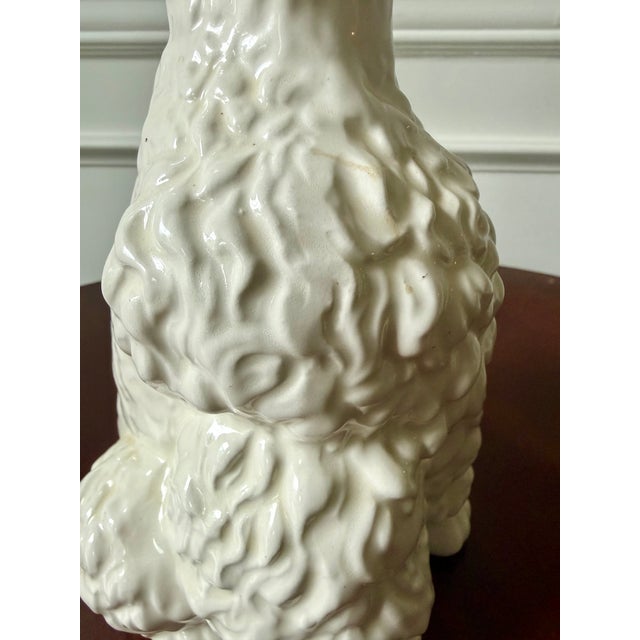 Handmade Ceramic White Poodle For Sale - Image 9 of 11