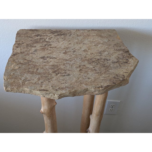 Custom crafted, this unique one of a kind, sturdy plant stand doubles as a great way to display an art piece that you want...