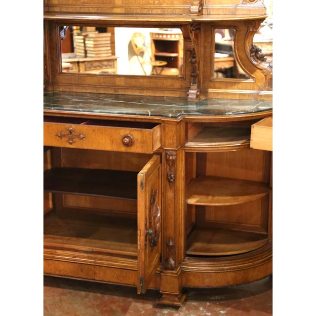 19th Century French Saint Hubert Carved Oak Hunt Buffet With Marble Top For Sale - Image 9 of 16