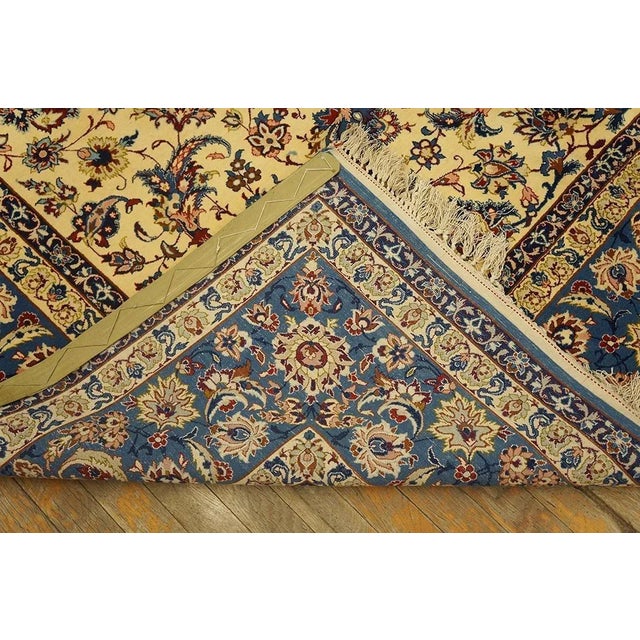 1940s Traditional Beige Floral Shah Abbas Antique Isfahan Wool Silk Carpet Rug For Sale In New York - Image 6 of 6