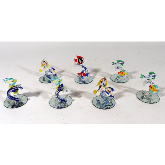 Vintage Italian Murano Glass Fish Figures-a Set of Seven For Sale - Image 10 of 10