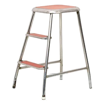 Red Metal Step Ladder, 1960s For Sale