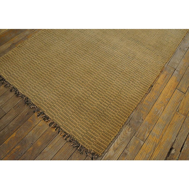 American 1870s Tan Sand Antique American Shaker Jute Rag Rug 2'10" X 29'4" Flatweave Carpet For Sale - Image 3 of 7