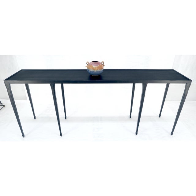 Wrought Iron Blacksmith Work Gallery Top 19x84" Long Console Sofa Table MINT For Sale - Image 12 of 14