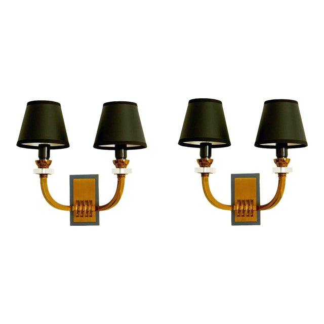 Vintage Jacques Adnet Sconces - a Pair For Sale