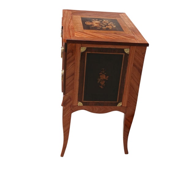 Brown Antique French Marquetry Side Cabinet, 1770 For Sale - Image 8 of 10
