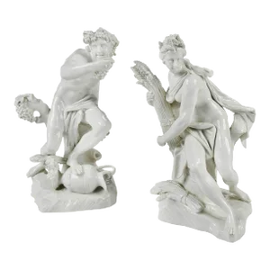 Antique 19th Century Nympheburg Blanc De Chine Porcelain Figures of Ceres & Bacchus - a Pair