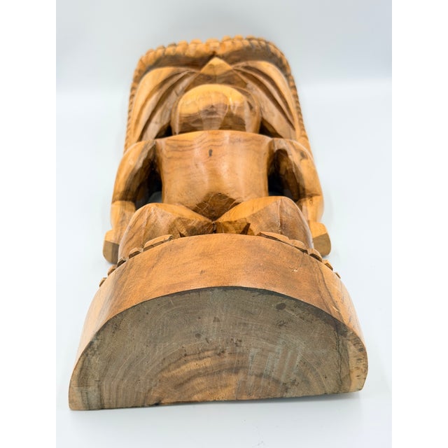 Brown Vintage Tiki Totem Ku God of War Strength and Family Hand Carved Sculpture For Sale - Image 8 of 9